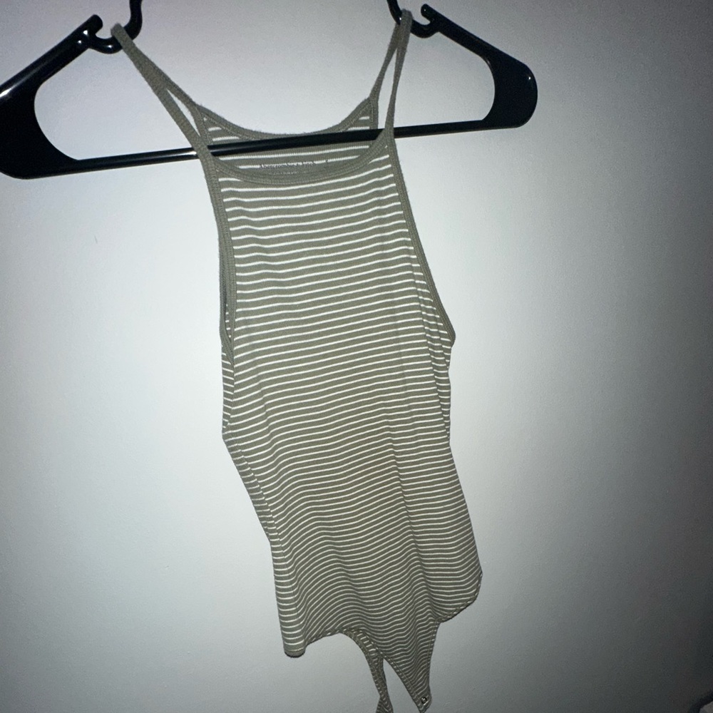 Abercrombie and Fitch green stripped bodysuit